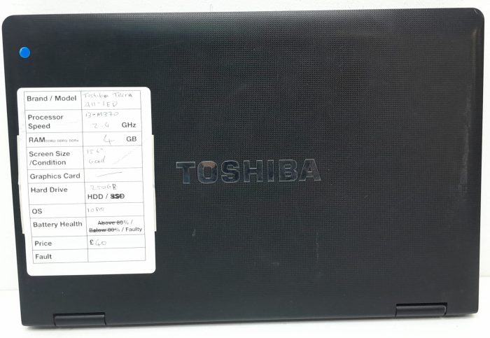 Toshiba Tecra A11-1ED - i3-M370 2.4GHz - 4GB Ram - 15.6" - 250GB HDD - Windows 10 Pro - Image 3