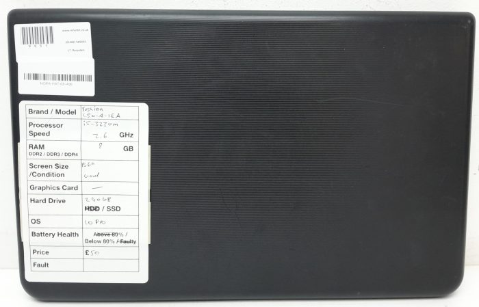 Toshiba Satellite Pro C50-A-1E4 - i5-3230M 2.6GHz - 8GB Ram - 15.6" - 240GB SSD - Windows 10 Pro - Image 3