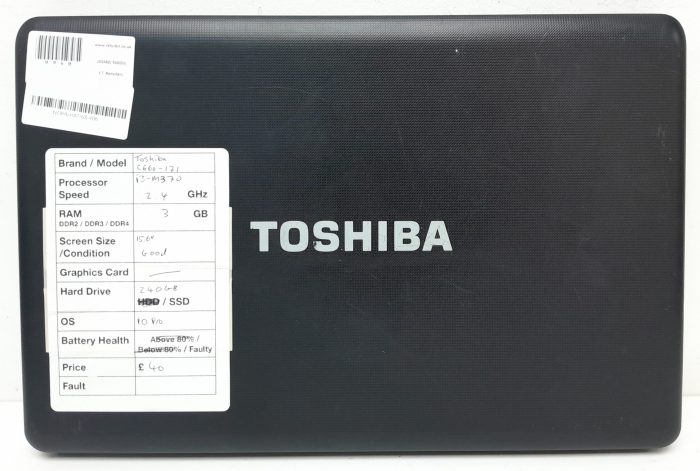 Toshiba Satellite Pro C660-171 - i3 M370 2.4 GHz - 3GB Ram - 15.6" - 240GB SSD - Windows 10 Pro - Image 3