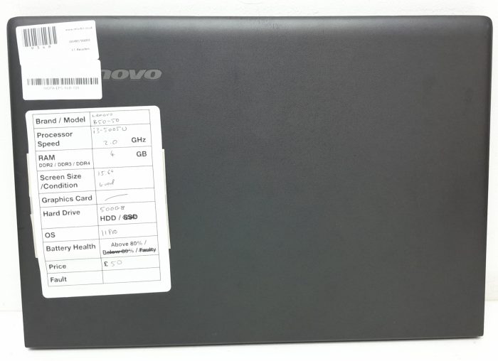 Lenovo B50-50 80S2 - i3-5005U 2.0GHz - 4GB Ram - 15.6" - 500GB HDD - Windows 11 Pro - Image 3