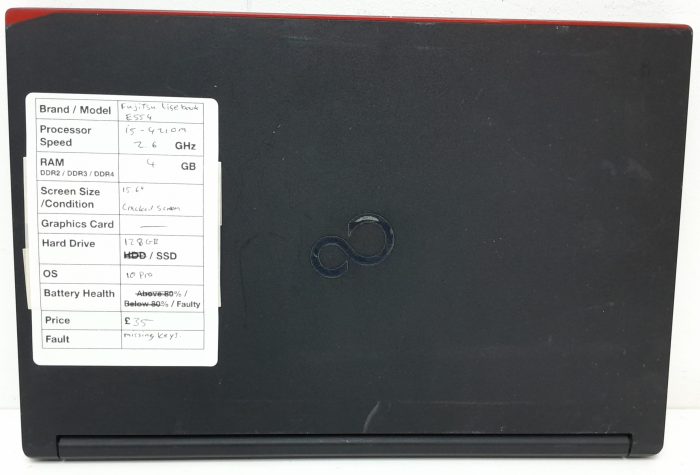Fujitsu Lifebook E554 - i5-4210M 2.6GHz - 4GB Ram - 15.6" - 128GB SSD - Windows 10 Pro - Image 3