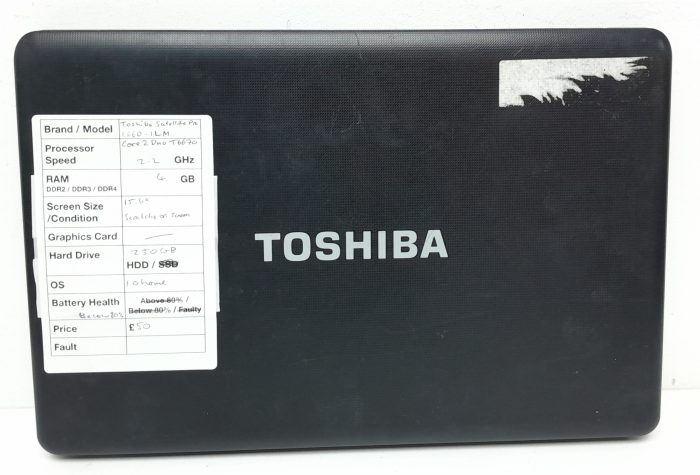 Toshiba Satellite Pro C660-1LM- Core 2 Duo T6670 2.2GHz - 4GB RAM - 15.6" - 250GB HDD - Windows 10 Home - Image 3