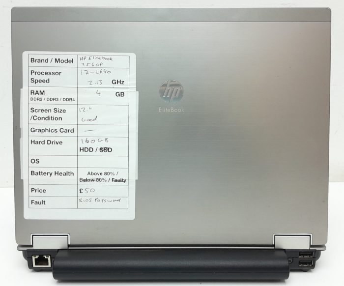 HP Elitebook 2540P - i7-L640 2.13GHz - 4GB - 12" - 160GB HDD - Image 3