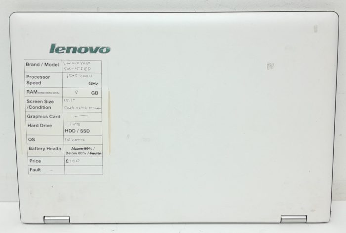 Lenovo Yoga 500-15IBD 80N6 - i5-5200U - 8GB Ram - 15.6" - 1TB  - Windows 10 Home - Image 3