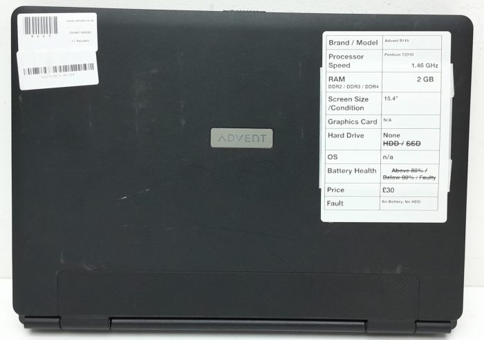Advent 9115 - Pentium T2310 1.46GHz - 2GB Ram - 15.4" Laptop - Image 3