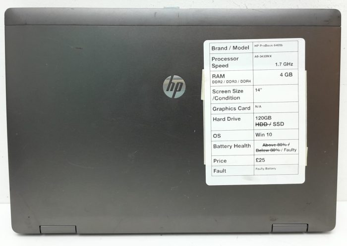 HP ProBook 6465b - AMD A6-3430MX 1.7GHz - 4GB RAM - 14" - 120GB SSD - Window 10 - Image 3