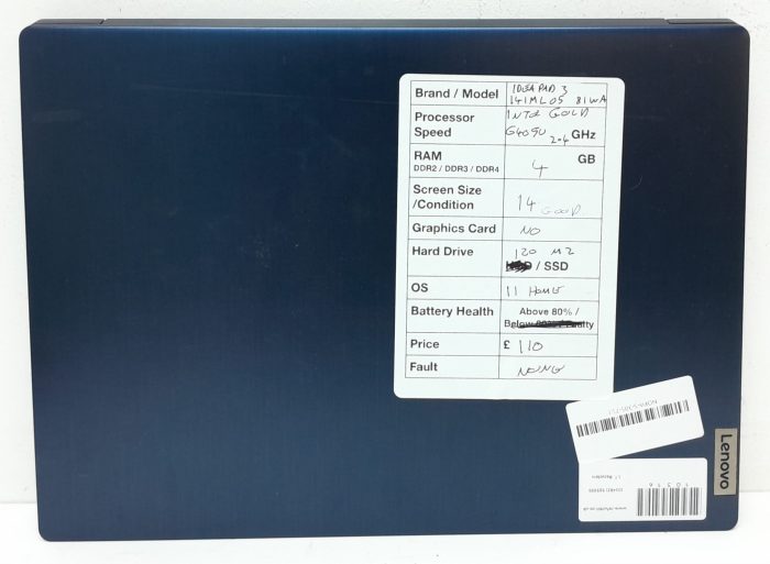 Lenovo ideaPad 3 14IML05 81WA - Intel Gold 6409U 2.4GHz - 4GB Ram - 14" - 120GB M2 SSD - Windows 11 Home - Image 3