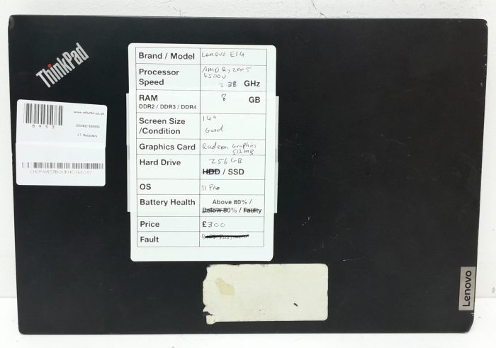 Lenovo ThinkPad E14 Gen 2 - AMD Ryzen 5 4500U 2.38GHz - 8GB Ram - 14" - Radeon Graphics 512mB - 256GB SSD - Windows 11 Pro - Image 3