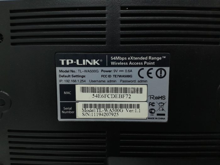TP-Link TL-WA500G 54Mbps eXtended Range Wireless Access Point - Image 3