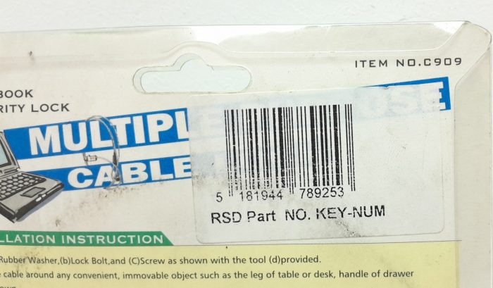 C909 Multiple Purpose Notebook Security Cable Lock - Image 3