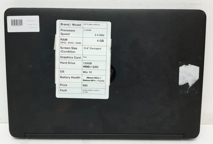 HP Probook 650 G1 - i3-4000M 2.4GHz - 4GB - 15.6" - 120GB SSD - Windows 10 - Image 3