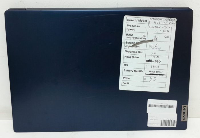 Lenovo IdeaPad 3 15IGL05 - Celeron N4020 1.1GHz - 4GB Ram - 15.6" - 120GB SSD - Windows 11 Home - Image 3