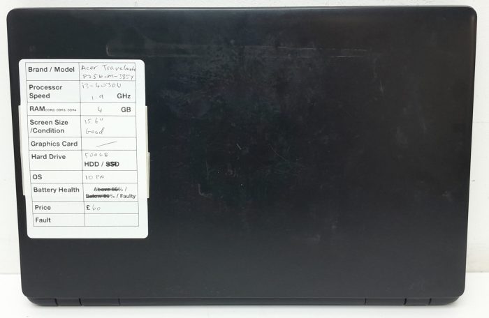 Acer Travelmate P256 Series Z5WBH - i3-4030U 1.9GHz - 4GB Ram - 15.6" - 500GB HDD - Windows 10 Pro - Image 3