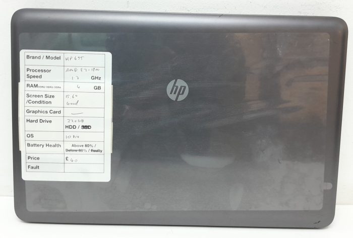 HP 655 - AMD E2-1800 1.7GHz - 4GB RAM - 15.6" - 320GB HDD - Windows 10 Pro - Image 3