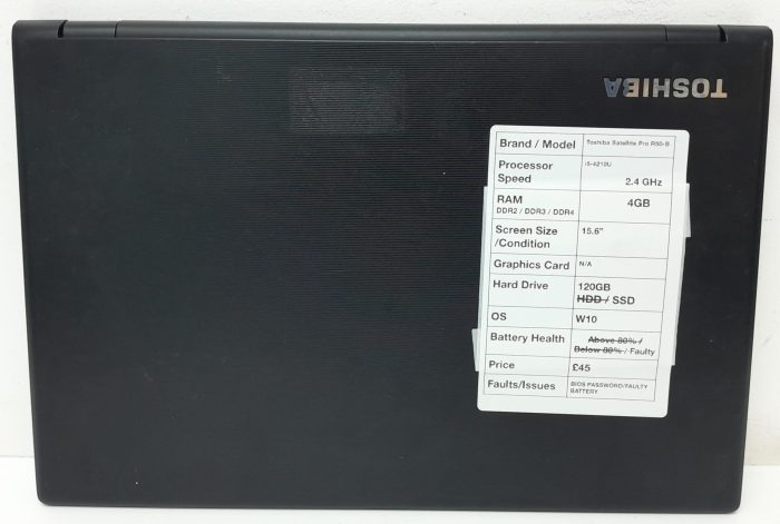 Toshiba Satellite Pro R50-B-12N - i5-4210U 2.4GHz - 4GB RAM - 15.6" - 120GB SSD - Windows 10 - Image 3