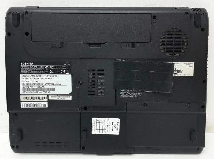Toshiba Satellite Pro A200 PSAE1E-011008EN - Celeron 520 1.6GHz - 2GB RAM - 15.4" - 120GB HDD - Windows 7 Pro - Image 4