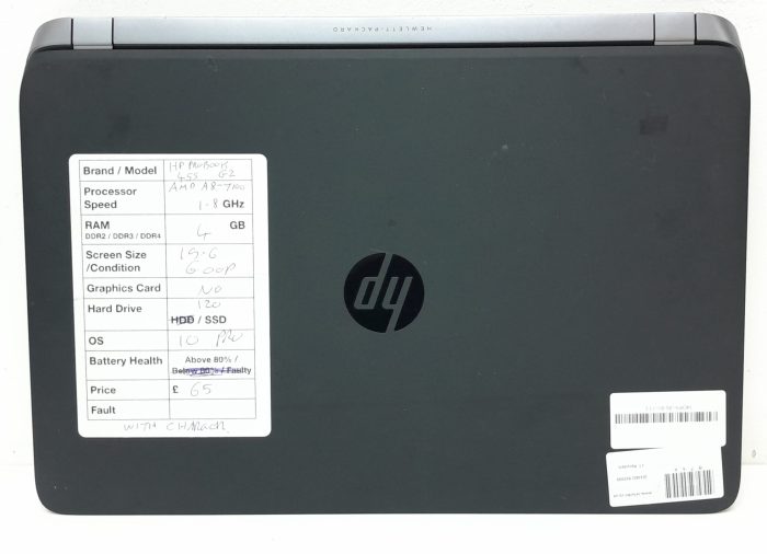 HP ProBook 455 G2 - AMD A8-7100 1.8GHz - 4GB RAM - 15.6" - 120GB SSD - Windows 10 Pro - Image 3