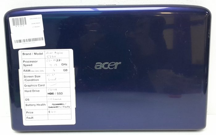 Acer Aspire 5740/5340 Series MS2286 - i3 M330 2.13GHz - 4GB Ram - 15.6" - 120GB SSD - Windows 10 Home - Image 3