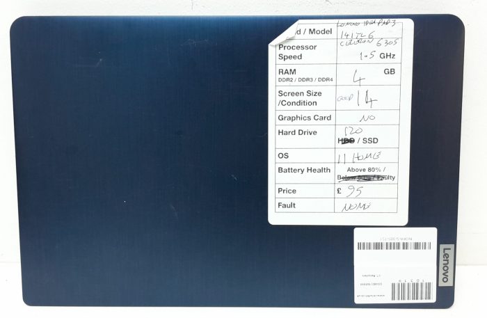 Lenovo IdeaPad 3 14ITL6 - Celeron 6305 1.5GHz - 4GB Ram - 14" - 120GB SSD - Windows 11 Home - Image 3