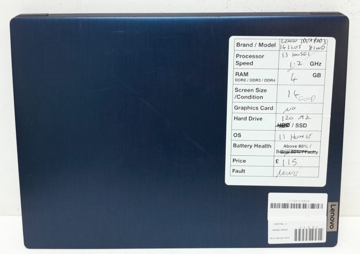 Lenovo IdeaPad 3 14IIL05 - I3-100561 1.2GHz - 4GB Ram - 14" - 120 M2 SSD - Windows 11 Home - Image 3