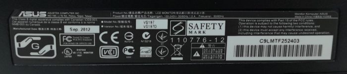 Asus VS197 18.5" VGA LCD Monitor Screen - Image 3