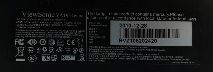 ViewSonic VA1931wma VS13208 18.5" VGA LCD Monitor - Image 3