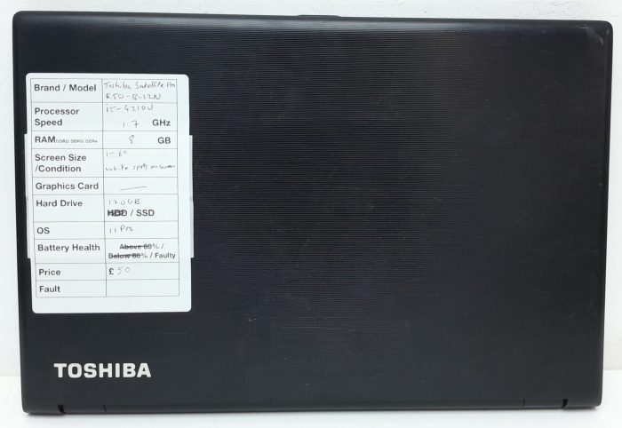 Toshiba Satellite Pro R50-B-12N - i5-4210U 1.7GHz - 8GB RAM - 15.6" - 120GB SSD - Windows 11 Pro - Image 3