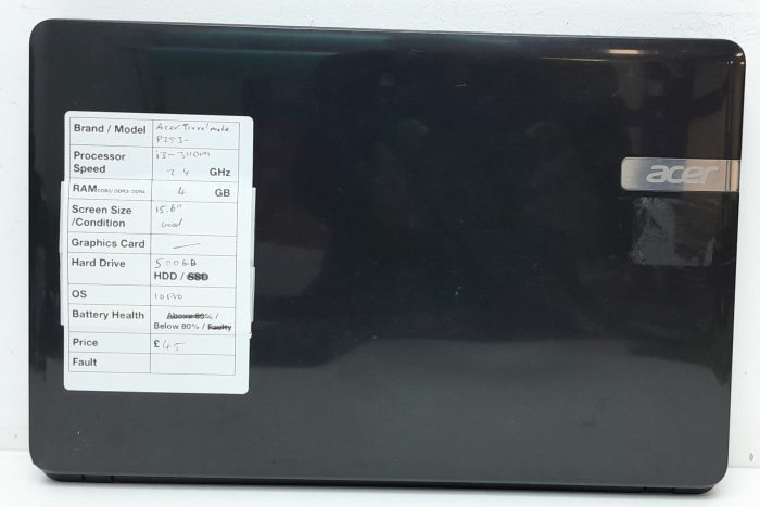 Acer TravelMate TMP253-M-3312G50Maks - i3-3110M 2.4GHz - 4GB Ram - 15.6" - 500GB HDD - Windows 10 Pro - Image 3