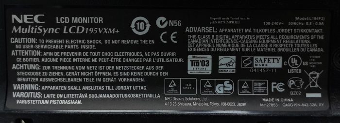 Nec MultiSync LCD195VXM+ 19" DVI VGA LCD Monitor - Image 3