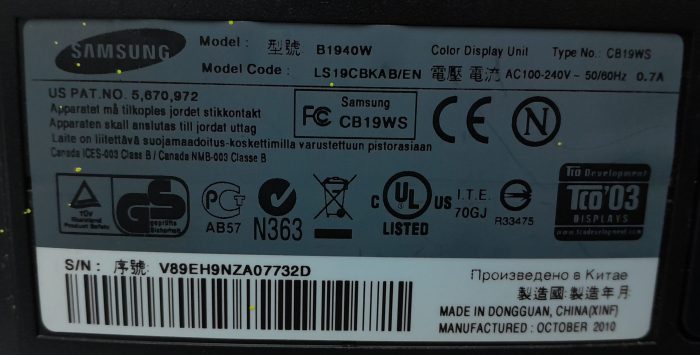 Samsung SyncMaster B1940 LS19CBKAB/EN 19" DVI VGA Color Display Monitor - Image 3