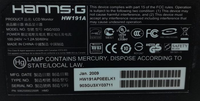 Hanns.G HW191A HSG1033 19" VGA LCD Monitor - Image 3