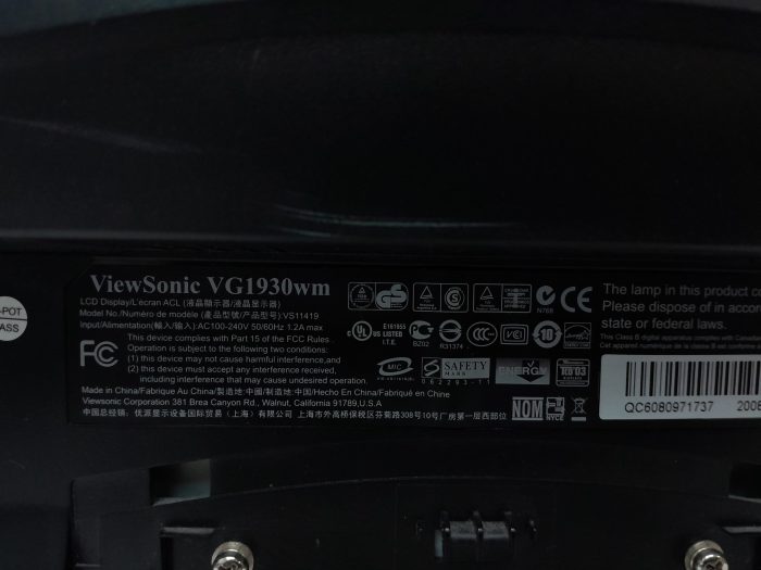 ViewSonic VG1930wm VS11419 19" DVI VGA LCD Monitor - Image 3
