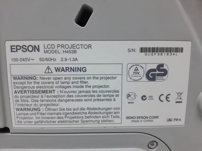 Epson EB-475Wi H453B HDMI VGA LCD Projector 1274 Lamp Hours Used - Image 3
