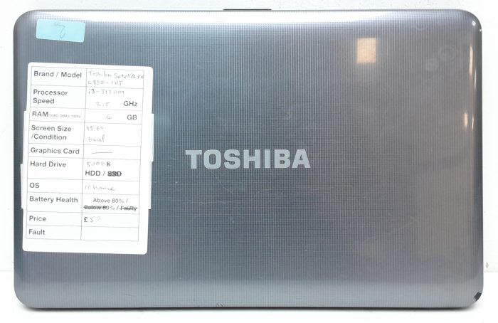 Toshiba Satellite Pro L850-1UJ - i3-3120M 2.5GHz - 4GB Ram - 15.6" - 500GB HDD - Windows 10 Home - Image 3
