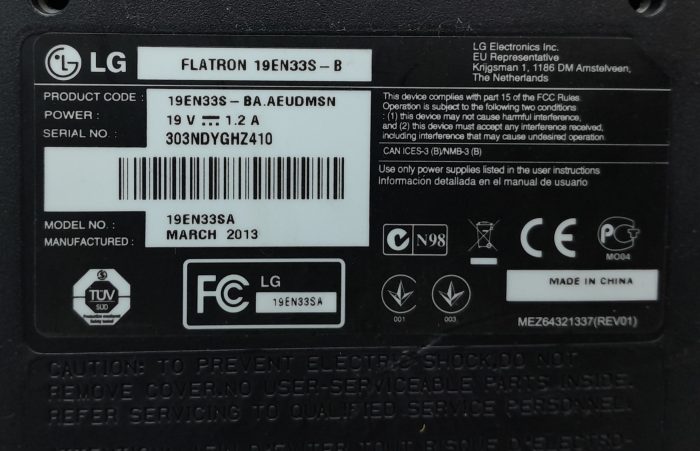 LG Flatron 19EN33S-B 19EN33SA 18.5" VGA Monitor - Image 3
