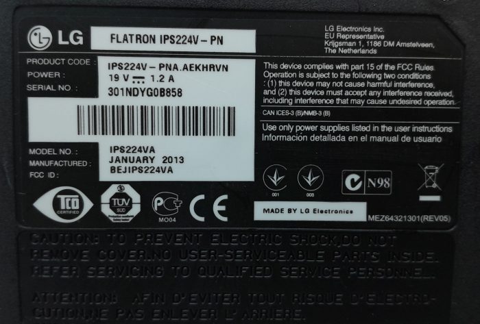 LG Flatron IPS224VA 21.5" HDMI DVI VGA Monitor - Image 4