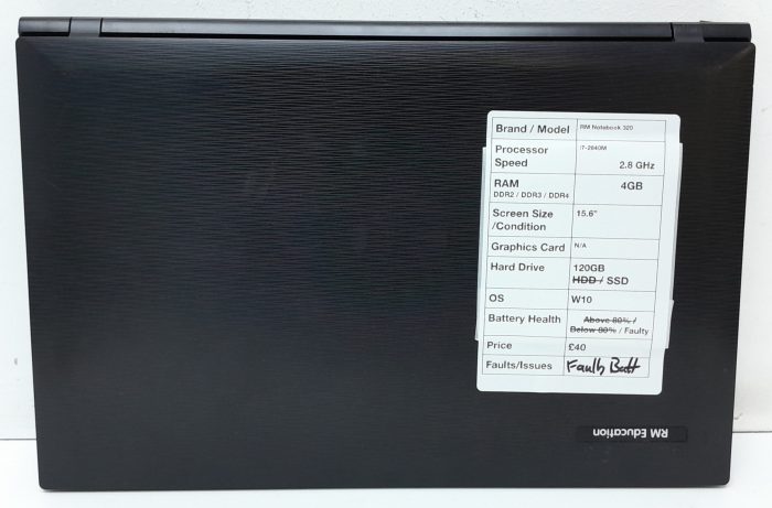 RM Education RM320 W255EU - i7-2640M 2.8GHz - 4GB RAM - 15.6" - 120GB SSD - Windows 10 - Image 3