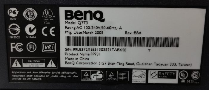 BenQ Q7T3 FP73I 17" VGA  Monitor - Image 3