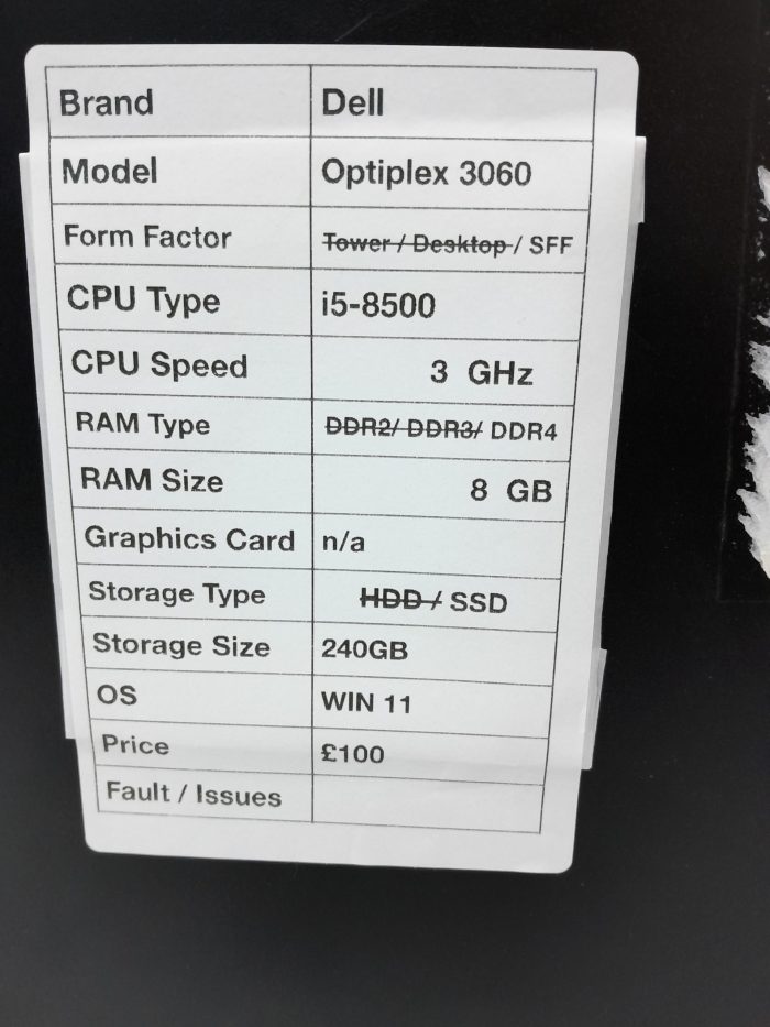 Dell OptiPlex 3060 SFF Computer i5-8500 3Ghz 8GB RAM 240GB SSD Windows 11 - Image 3