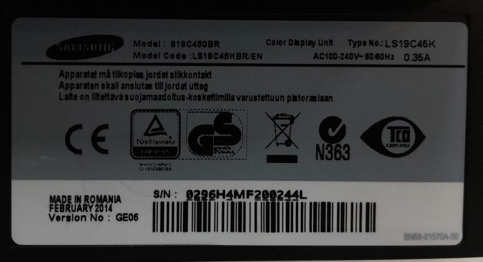 Samsung S19C450BR LS19C45KBR/EN 19" DVI VGA Color Display Monitor - Image 3