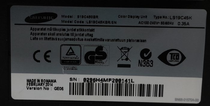 Samsung S19C450BR LS19C45KBR/EN 19" DVI VGA Color Display Monitor - Image 3