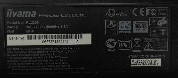 iiyama ProLite E2200WS PL2200 22" DVI VGA Monitor - Image 3