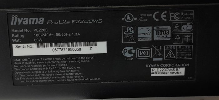 iiyama ProLite E2200WS PL2200 22" DVI VGA Monitor - Image 3