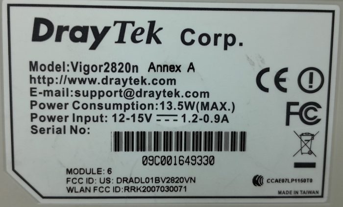 Draytek Vigor2820n Annex A ADSL2+ Security Firewall - Image 3
