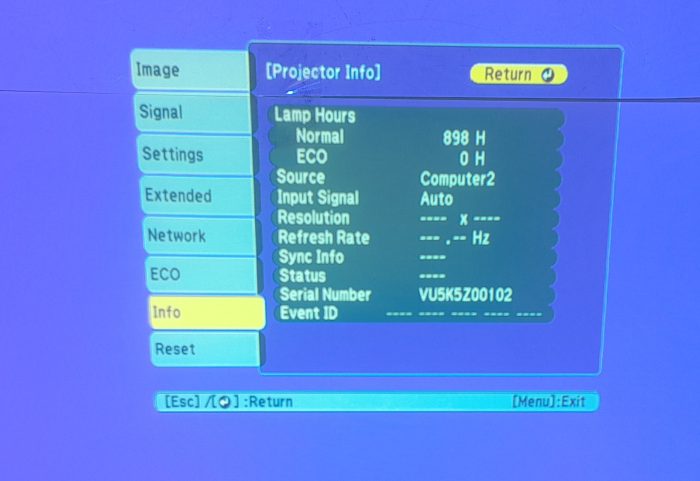 Epson H692B EB-X27 HDMI VGA LCD Projector with 898 Lamp Hours Used - Image 2