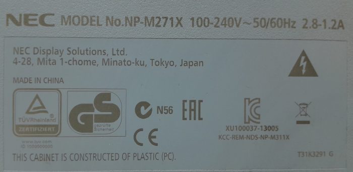 Nec NP-M271X HDMI VGA LCD Projector 3311 Lamp Hours Used - Image 3