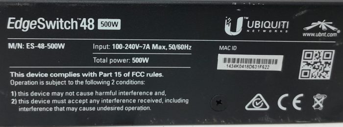 Ubiquiti EdgeSwitch 48 500W ES-48-500W 48 Port Switch with 2 SFP+ Ports & 2 SFP Ports - Image 3
