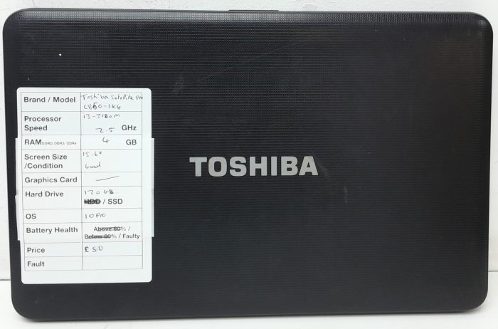 Toshiba Satellite Pro C850-1K4 - i3-3120M 2.5GHz - 4GB RAM - 15.6" - 120GB SSD - Windows 10 Pro - Image 3