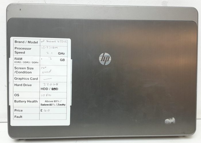 HP ProBook 4330s - i3-2310M 2.1GHz - 3GB Ram - 14" - 320GB HDD - Windows 10 Pro - Image 3