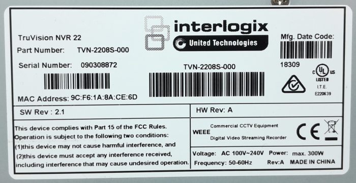 InterLogix TruVision NVR 22S Network Digital Video Recorder - Image 3